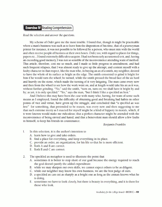 Printables Reading Comprehension Worksheets College reading comprehension test for college students with answers math worksheet vocabulary the bound prestwick house college