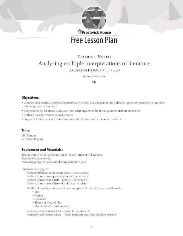 Analyzing Multiple Interpretations of Literature Lesson Plan