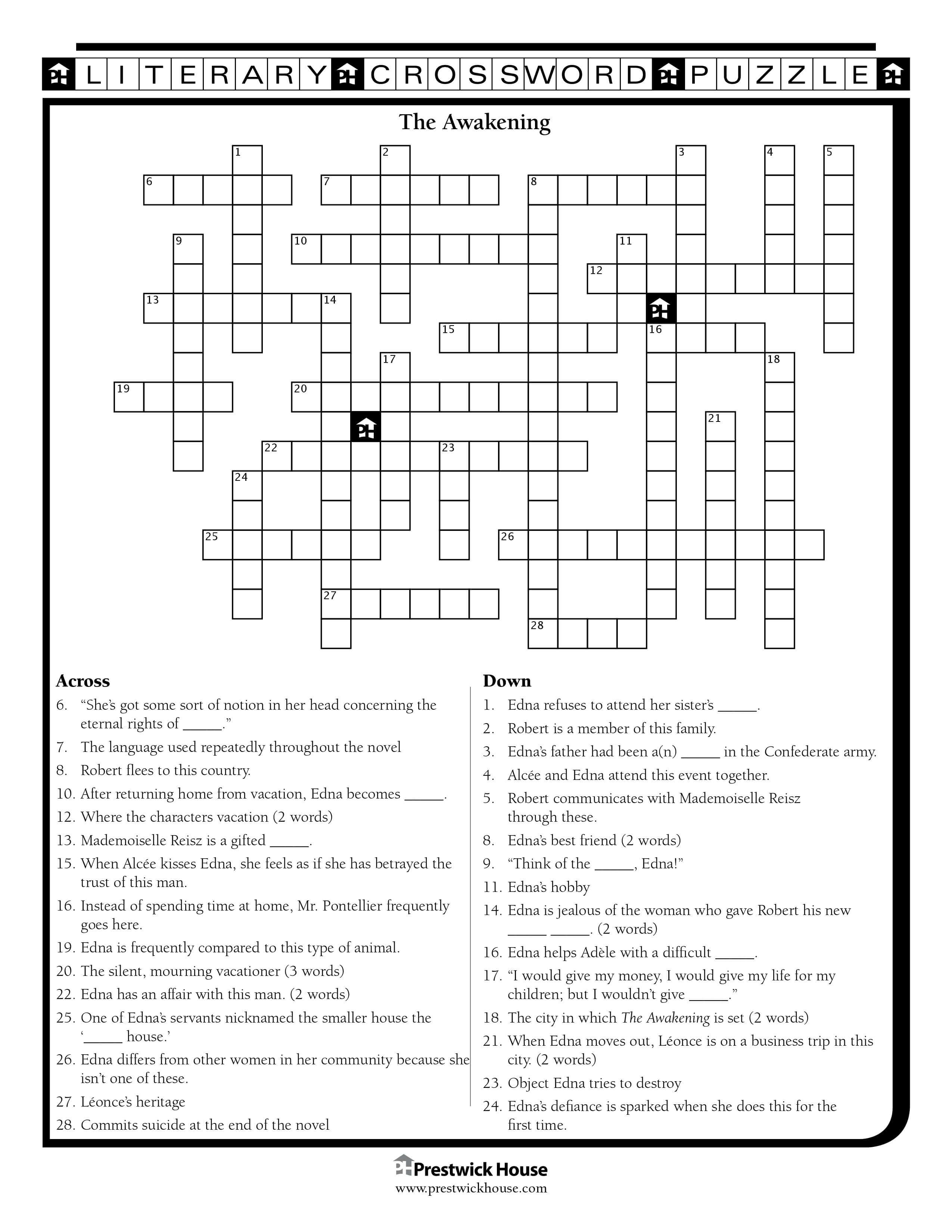 Free Crossword Puzzles English Teacher S Free Library Prestwick House