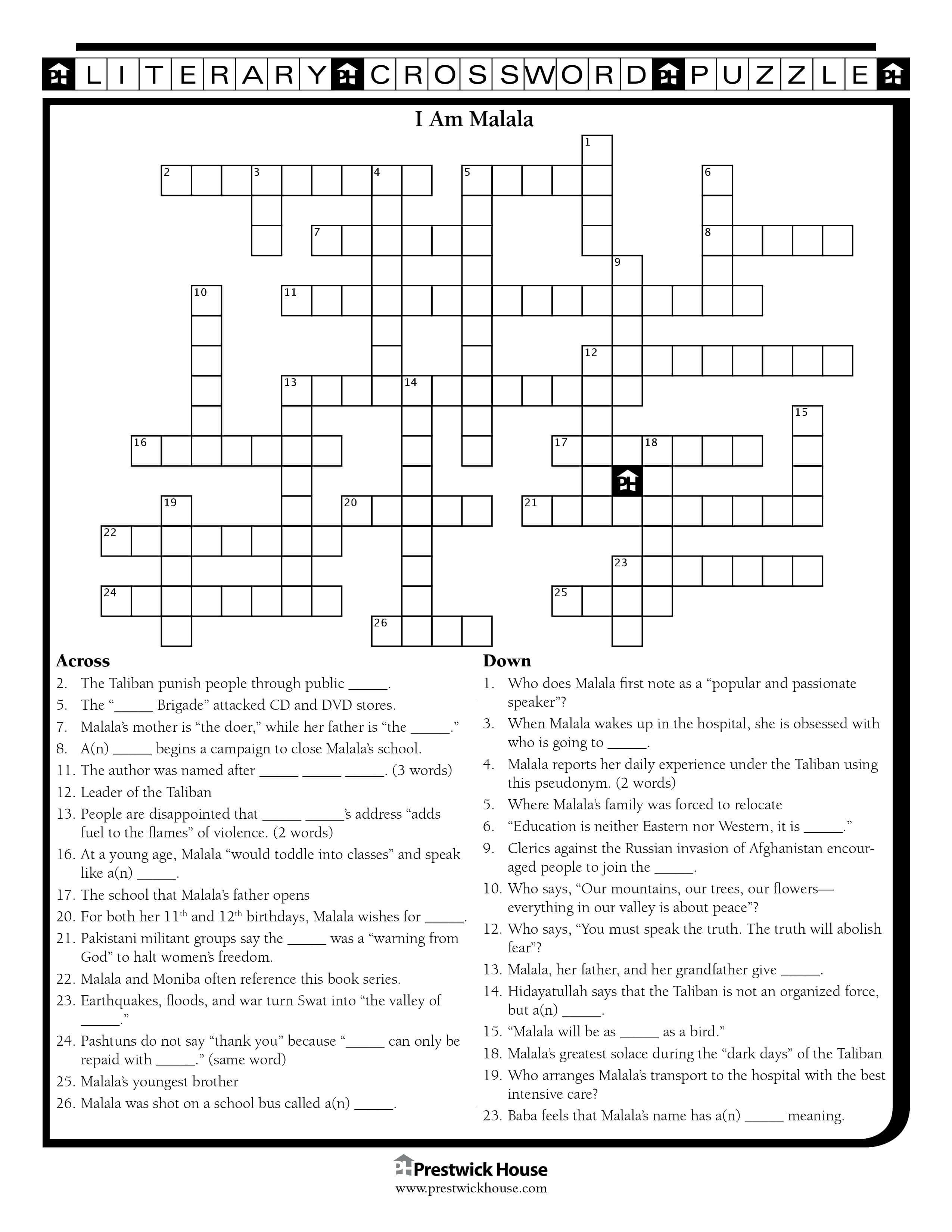 I am Malala Crossword Puzzle