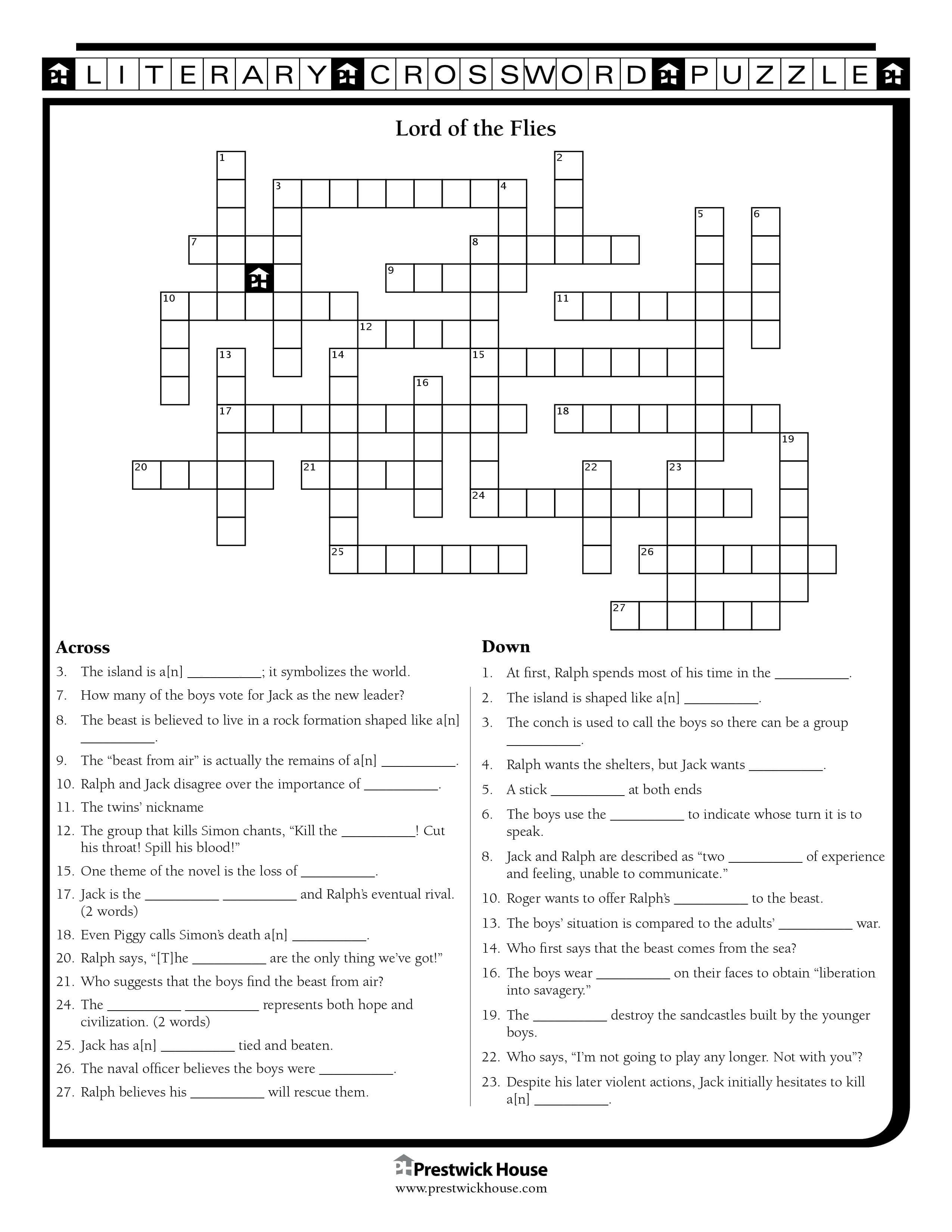 Lord of the Flies Crossword Puzzle