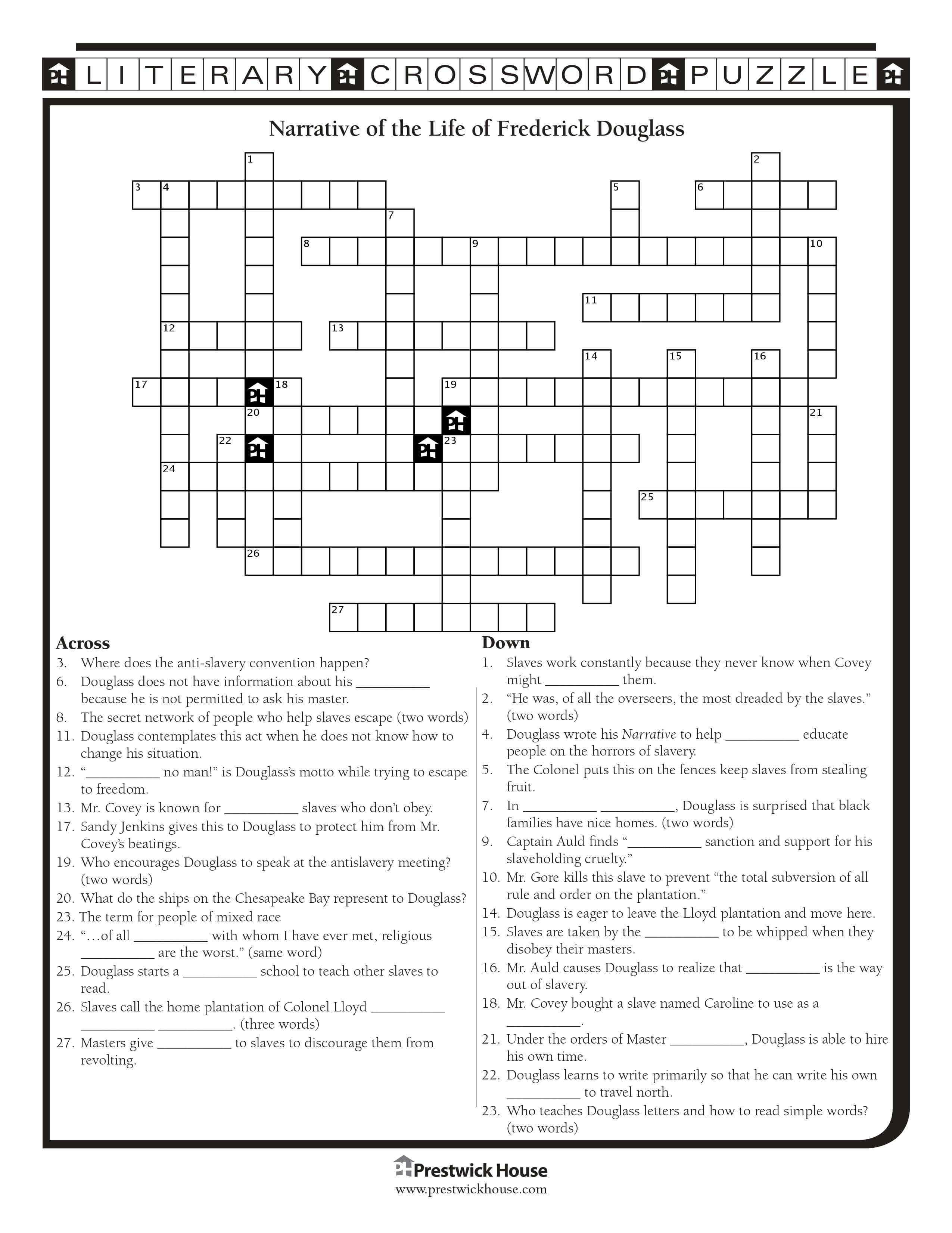 Narrative of the Life of Frederick Douglass Free Crossword Puzzle