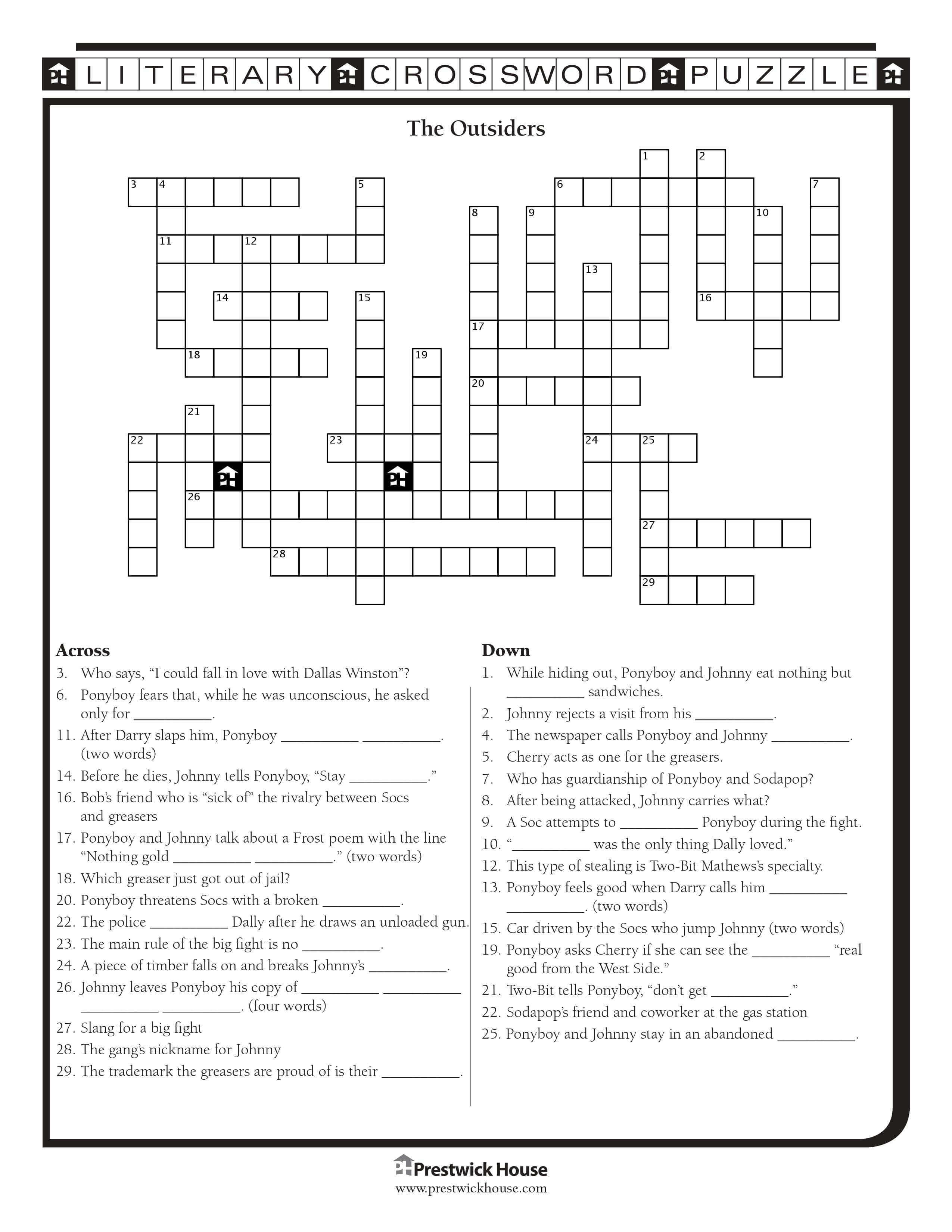 The Outsiders Crossword Puzzle