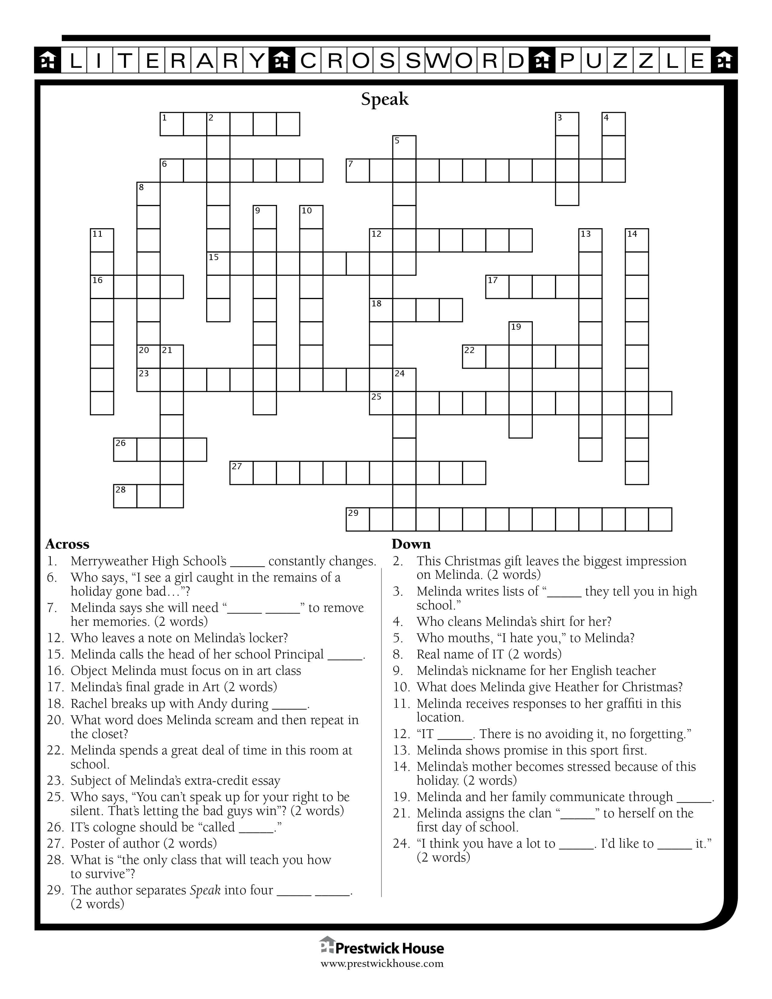 Speak Crossword Puzzle