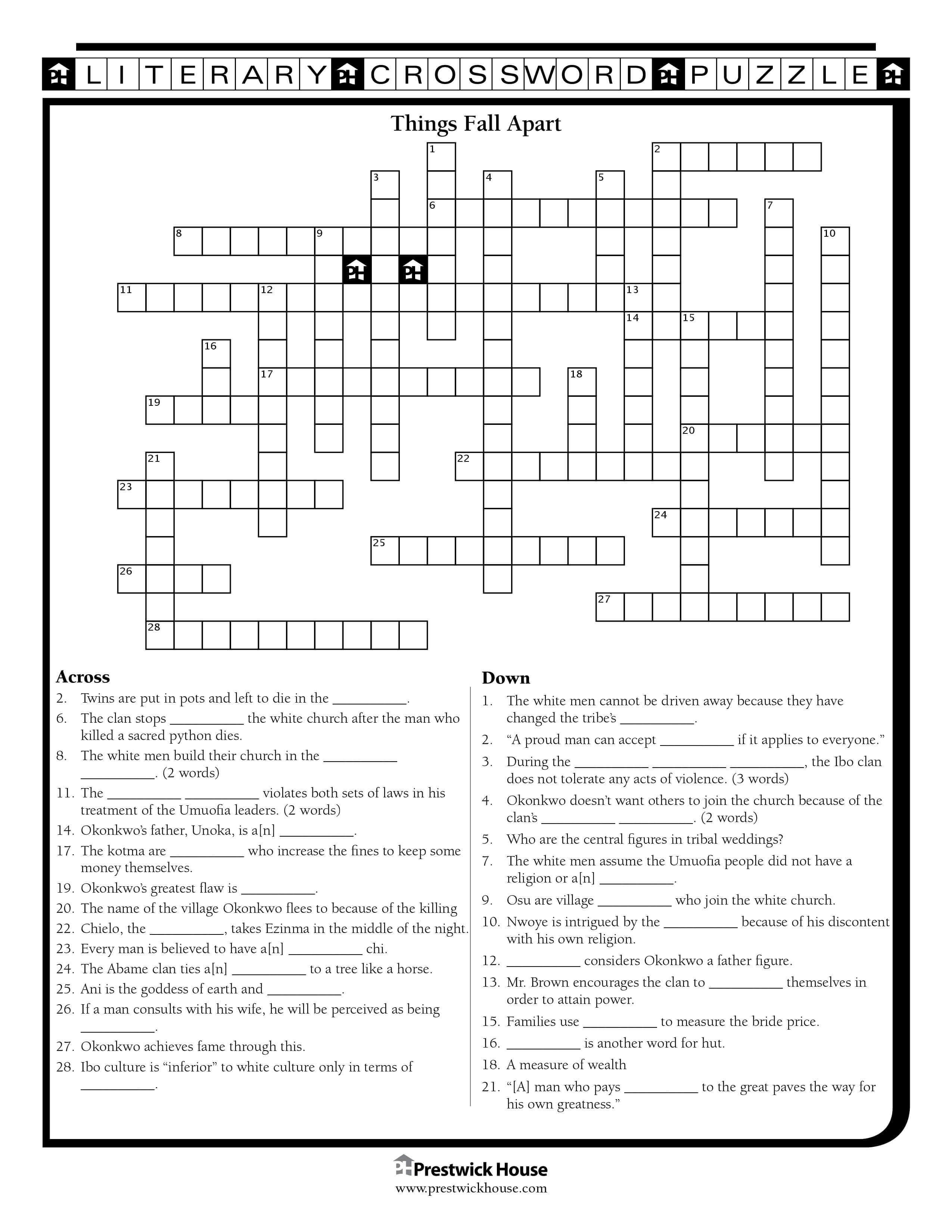 Things Fall Apart Crossword Puzzle