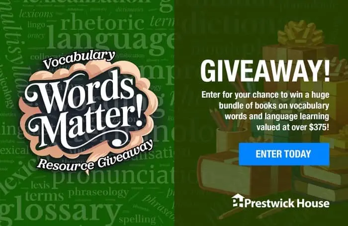 Enter for your chance to win a huge bundle of books on vocabulary words and language learning valued at over $375!