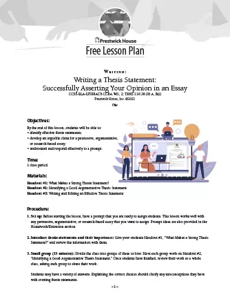 Writing a Thesis Statement