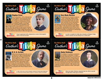 American Author Bio Trivia Cards
