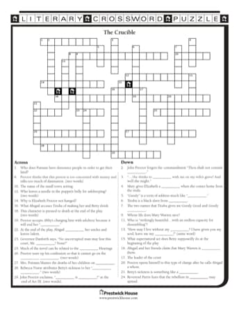 The Crucible Crossword Puzzle