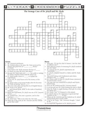 The Strange Case of Dr. Jekyll and Mr. Hyde Free Crossword Puzzle