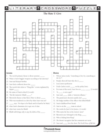 The Hate U Give Crossword Puzzle