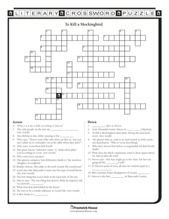 To Kill a Mockingbird Free Crossword Puzzle